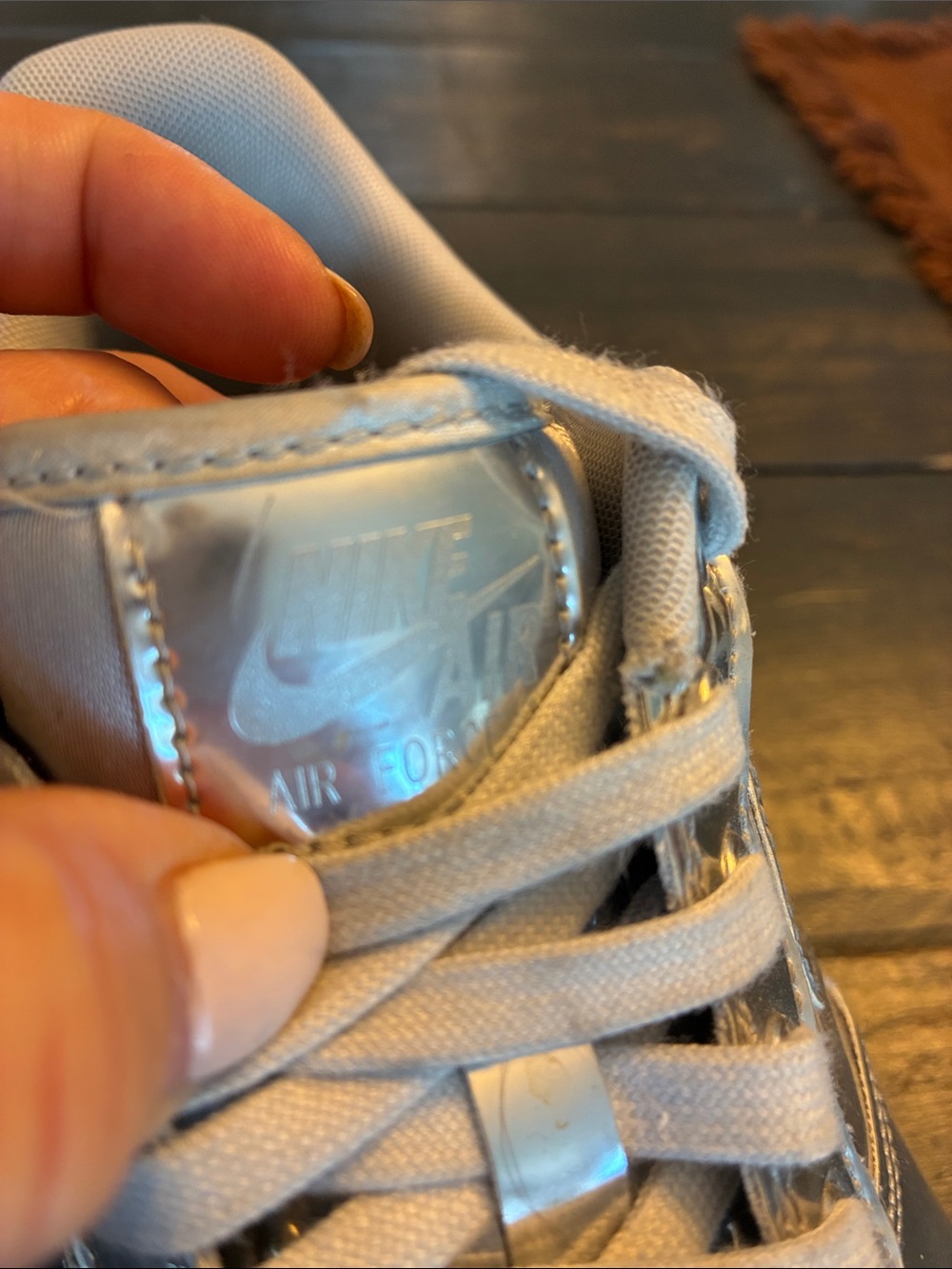 Nike Women's Air Force one Sneakers in Metallic Silver - Picture 2 of 13